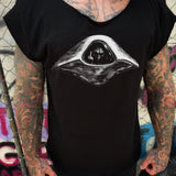 FU UFO ROAD RASH MENS MUSCLE SCOOP NECK BLACK TEE