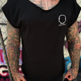 DIE FUN ROAD RASH MENS MUSCLE SCOOP NECK BLACK TEE