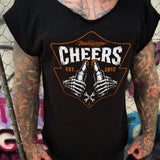 CHEERS ROAD RASH MENS MUSCLE SCOOP NECK BLACK TEE