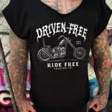 DRIVEN FREE ROAD RASH MENS MUSCLE SCOOP NECK BLACK TEE