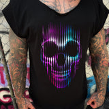 NEON SKULL ROAD RASH MENS MUSCLE SCOOP NECK BLACK TEE