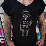 FAVORITE BAND ROAD RASH MENS MUSCLE SCOOP NECK BLACK TEE