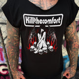KILL COMFORT ROAD RASH MENS MUSCLE SCOOP NECK BLACK TEE