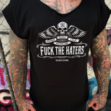 F*CK THE HATERS ROAD RASH MENS MUSCLE SCOOP NECK BLACK TEE