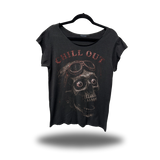 CHILL OUT ROAD RASH MENS MUSCLE SCOOP NECK BLACK TEE