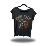 RIDE FAST ROAD RASH MENS MUSCLE SCOOP NECK BLACK TEE