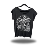 RISE & DRIVE ROAD RASH MENS MUSCLE SCOOP NECK BLACK TEE