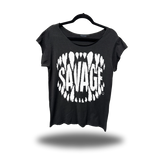 SAVAGE TEETH ROAD RASH MENS MUSCLE SCOOP NECK BLACK TEE