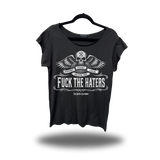 F*CK THE HATERS ROAD RASH MENS MUSCLE SCOOP NECK BLACK TEE