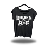 DRIVEN F*CK HATERS ROAD RASH MENS MUSCLE SCOOP NECK BLACK TEE
