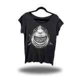 SHARK ATTACK ROAD RASH MENS MUSCLE SCOOP NECK BLACK TEE