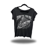 SURF DIE ROAD RASH MENS MUSCLE SCOOP NECK BLACK TEE