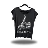 STILL ALIVE ROAD RASH MENS MUSCLE SCOOP NECK BLACK TEE