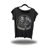 DEATH REIGNS ROAD RASH MENS MUSCLE SCOOP NECK BLACK TEE