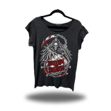 TO DEATH ROAD RASH MENS MUSCLE SCOOP NECK BLACK TEE