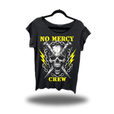 NO MERCY CREW ROAD RASH MENS MUSCLE SCOOP NECK BLACK TEE