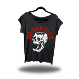 NO BRAINER ROAD RASH MENS MUSCLE SCOOP NECK BLACK TEE