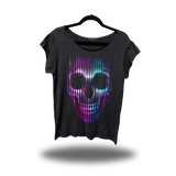 NEON SKULL ROAD RASH MENS MUSCLE SCOOP NECK BLACK TEE