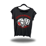 LIFE GAMBLE ROAD RASH MENS MUSCLE SCOOP NECK BLACK TEE