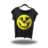 SKULL SMILEY ROAD RASH MENS MUSCLE SCOOP NECK BLACK TEE