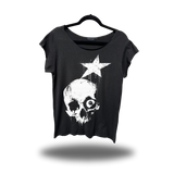 STAR SKULL ROAD RASH MENS MUSCLE SCOOP NECK BLACK TEE