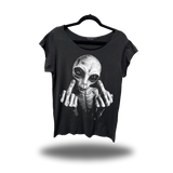 FU ALIEN ROAD RASH MENS MUSCLE SCOOP NECK BLACK TEE