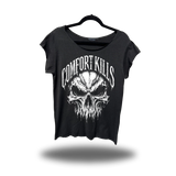 KILLS SKULL 2 ROAD RASH MENS MUSCLE SCOOP NECK BLACK TEE