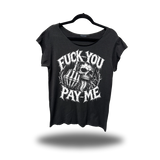 F*CK PAY ME ROAD RASH MENS MUSCLE SCOOP NECK BLACK TEE