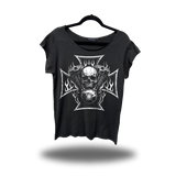 OUTLAW ENGINE ROAD RASH MENS MUSCLE SCOOP NECK BLACK TEE