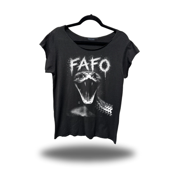 FAFO SNAKE ROAD RASH MENS MUSCLE SCOOP NECK BLACK TEE