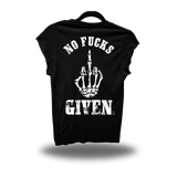 NO FUCKS GIVEN ROAD RASH MUSCLE BLACK TEE *WHITE*