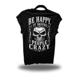 BE HAPPY ROAD RASH MUSCLE BLACK TEE