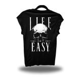 LIFE ISN'T EASY ROAD RASH MUSCLE BLACK TEE