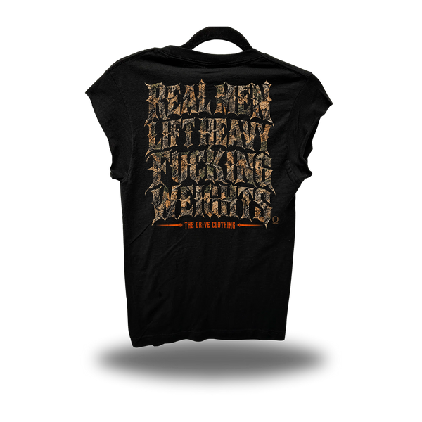 HEAVY LIFT DISTRESSED MUSCLE BLACK TEE