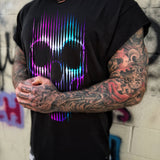 NEON SKULL ROAD RASH MUSCLE BLACK TEE