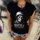 BATTLE DEATH ROAD RASH MUSCLE BLACK TEE
