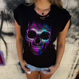 NEON SKULL ROAD RASH MUSCLE BLACK TEE