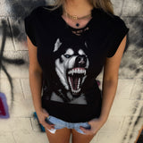 HUSKY GRILLZ ROAD RASH MUSCLE BLACK TEE