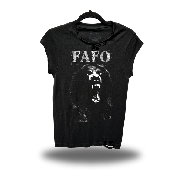 FAFO BEAR ROAD RASH MUSCLE BLACK TEE