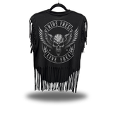 LIVE FREE WESTERN FRINGE BLACK TEE