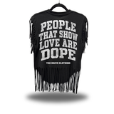 SHOW LOVE WESTERN FRINGE BLACK TEE