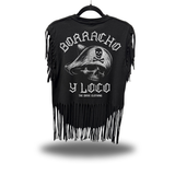 DRUNK CRAZY WESTERN FRINGE BLACK TEE