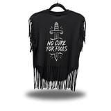 NO CURE WESTERN FRINGE BLACK TEE