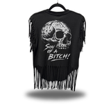 SON B*TCH WESTERN FRINGE BLACK TEE