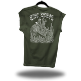 COWBOY RIDER ROAD RASH MUSCLE MILITARY GREEN TEE