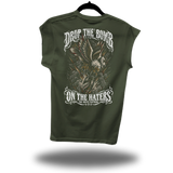 HATER BOMB DISTRESSED MUSCLE MILITARY GREEN TEE