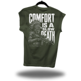 SLOW DEATH ROAD RASH MUSCLE MILITARY GREEN TEE
