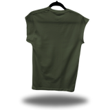 STILL ROAD RASH MUSCLE MILITARY GREEN TEE