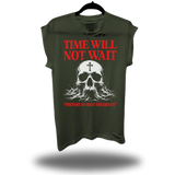 TIME NOT WAIT ROAD RASH MUSCLE MILITARY GREEN TEE