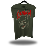 BY DEATH ROAD RASH MUSCLE MILITARY GREEN TEE
